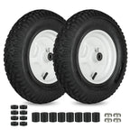LotFancy 4.80/4.00-8 Tire and Wheel, 2 Pack 16 Inch Pneumatic Wheelbarrow Replacement Wheels, 5/8" Bearings, Adjustable 3" to 7" Centered Hub, for Wheelbarrows, Garden Carts, Yard Wagons