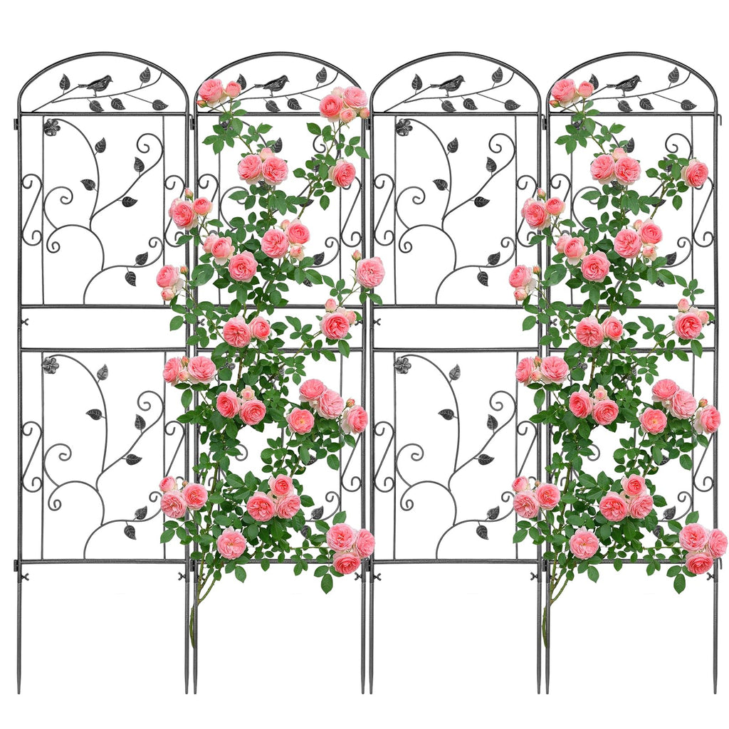 4 Pack Garden Trellis for Climbing Plants, 71 x 20 inch Rustproof Heavy Duty Metal Trellis for Climbing Rose Vine Clematis, Perfect for Premium Patio Decor & Luxury Outdoor Garden Design, Silver Gray
