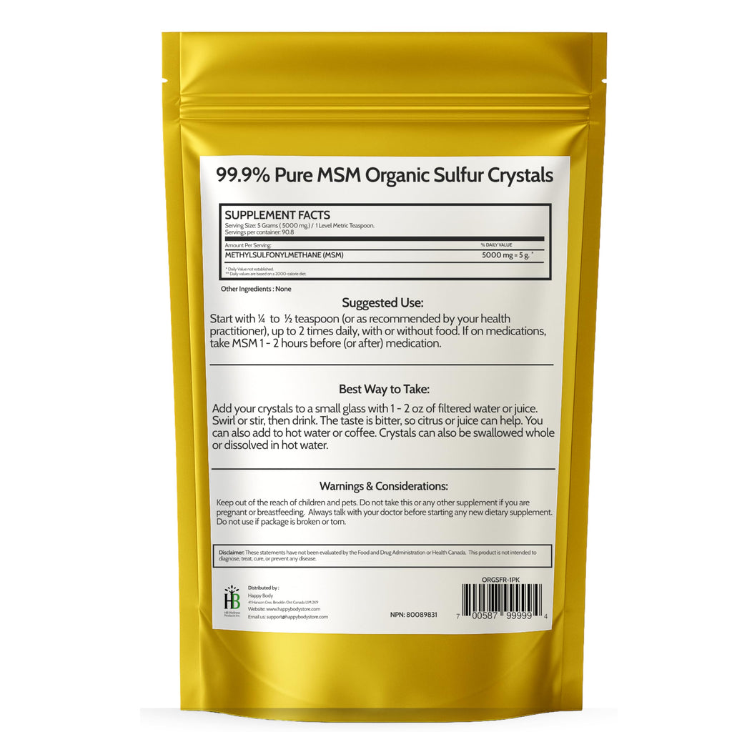 Organic Sulfur Crystals - 99.9% Pure MSM Crystals, Premium MSM Supplement - 2 x 1 LBS Pack