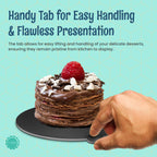 O'CREME Black Round Mini Cake Boards with Tab – 4 Inch Grease-Proof, Foil-Covered, Food Grade Cardboard for Cupcakes, Pastries, Desserts - Ideal for Wedding, Anniversary, Birthday Parties, 100 Count