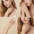 TOBENO 14K Gold Bracelets for Women 14K Gold Hand Chain for Women Rings Bracelet Hand Chain Unique Design with Refined Sparkle Womens Bracelets