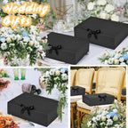WLUSEAXI 12Pack Black Gift Boxes with Lids, 12×9.8×3.1 Inch Groomsmen Proposal Box, Luxury Black Gift Box with Ribbon for Bridesmaid Box, Graduation, Christmas, Wedding, Birthday, Party