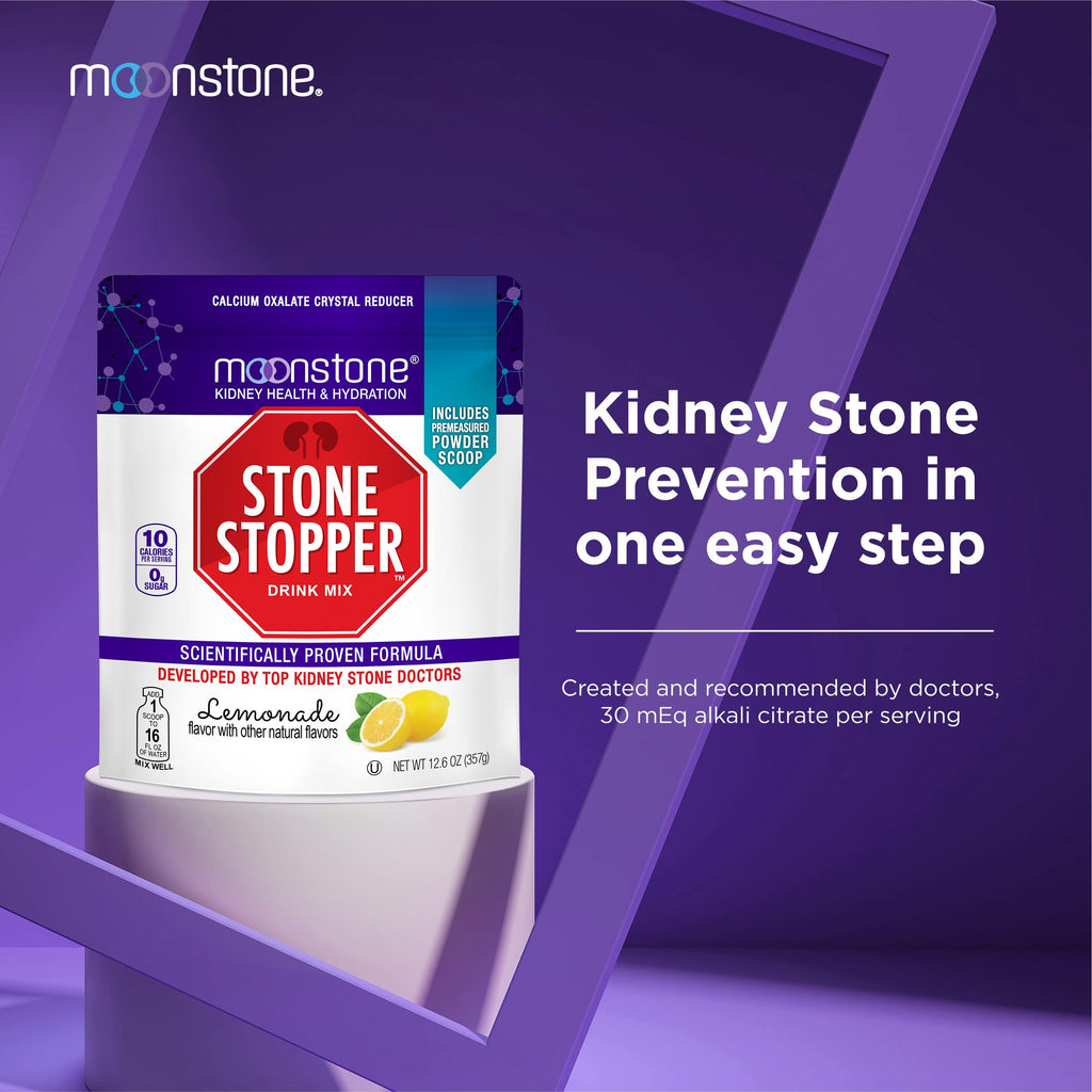 Stone Stopper Drink Mix, Lemonade, Kidney Stone Prevention, Calcium Oxalate Protector, Alkali Citrate Support, Developed by Urologists to Improve Hydration and Support Kidney Health, 30 Day Supply