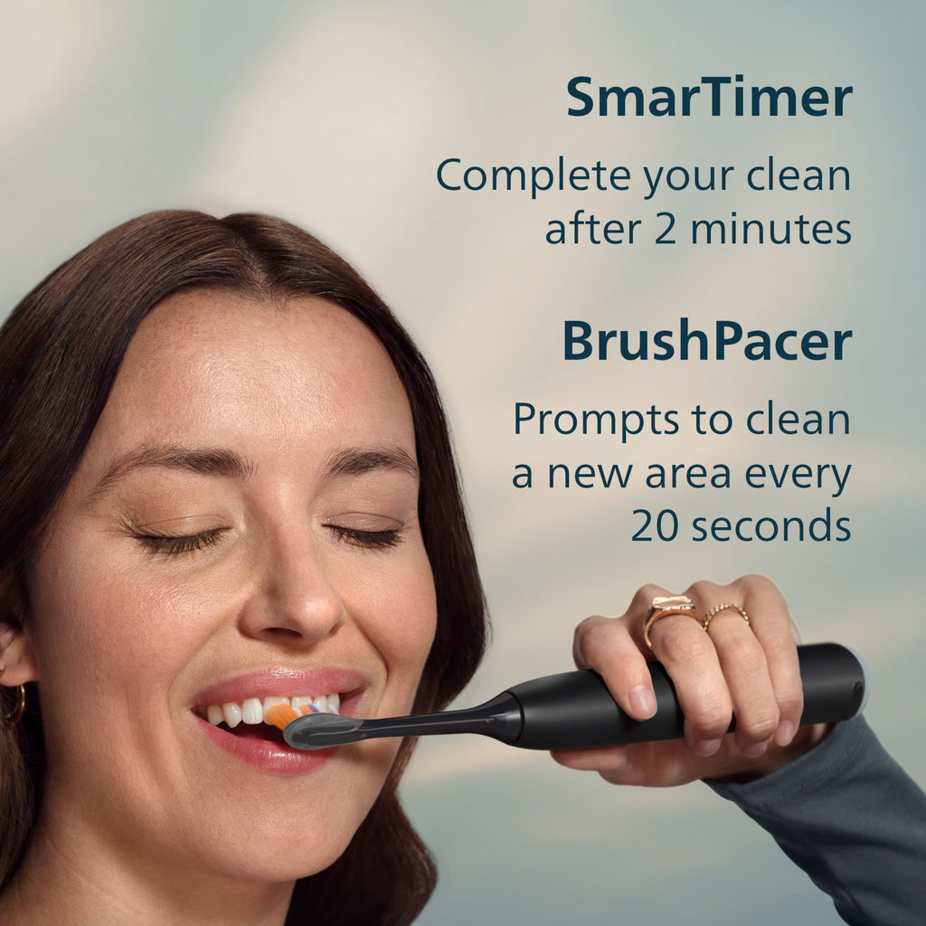 Philips Sonicare 7300 Series Electric Toothbrush - Next-Generation Sonicare Technology, Pressure Sensor, 12 Brushing Settings, SmarTimer, BrushPacer, 21-Day Runtime, Travel Case, Black, HX7421/07