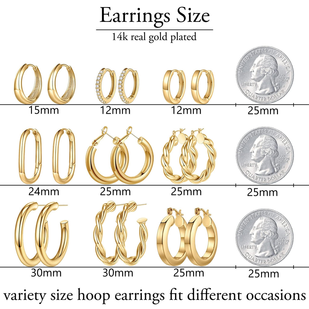 Yesteel Rose Gold Hoop Earrings, Rose Gold Plated Earrings for Women