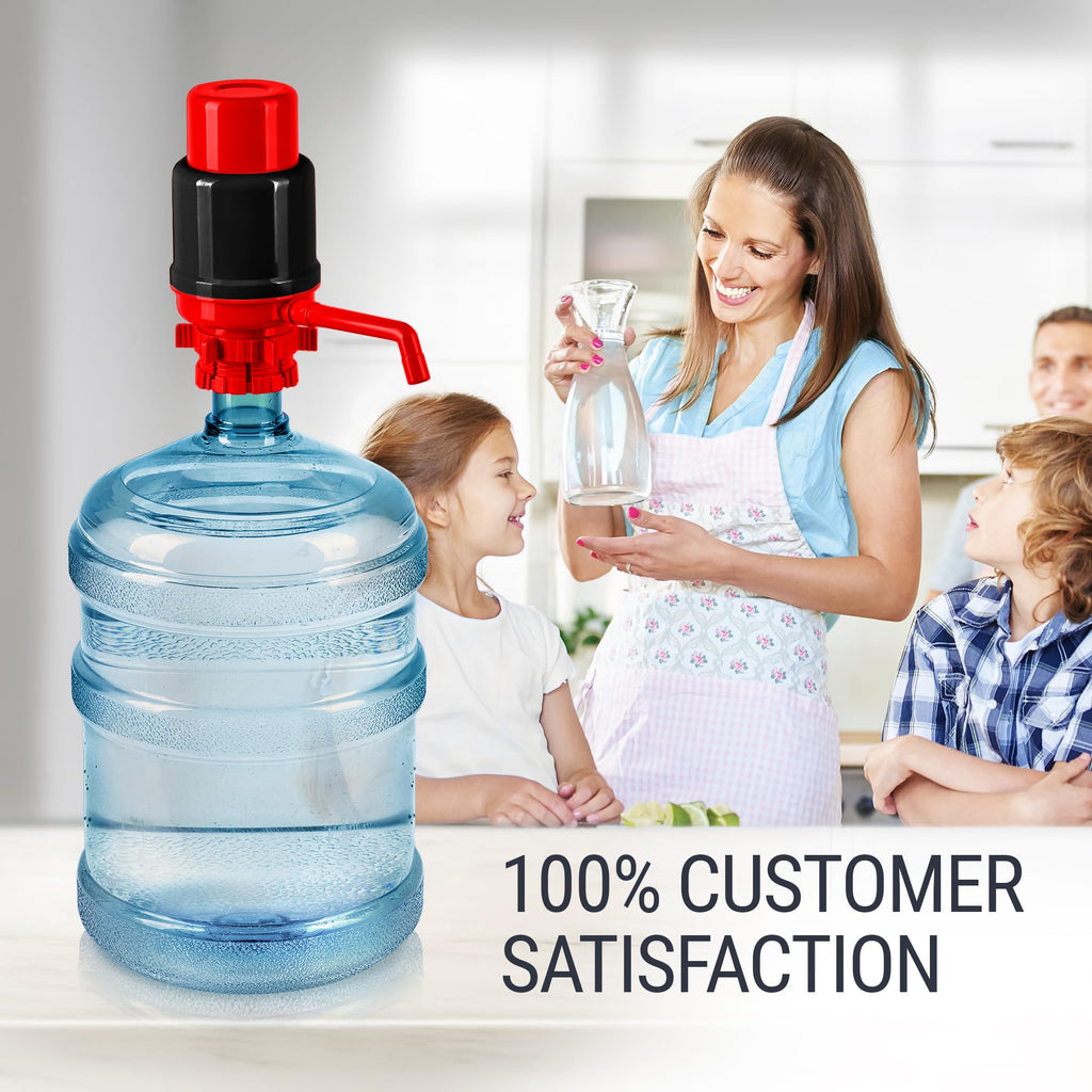 HotFrost Manual Water Pump for 5 Gallon Jug & Bottle – Non-Electric 5 Gallon Water Dispenser, Universal Hand Pump with 3 Adjustable Tubes, 53mm Screw Top Adapter, Spout Cap & Cleaning Brush, BPA-Free