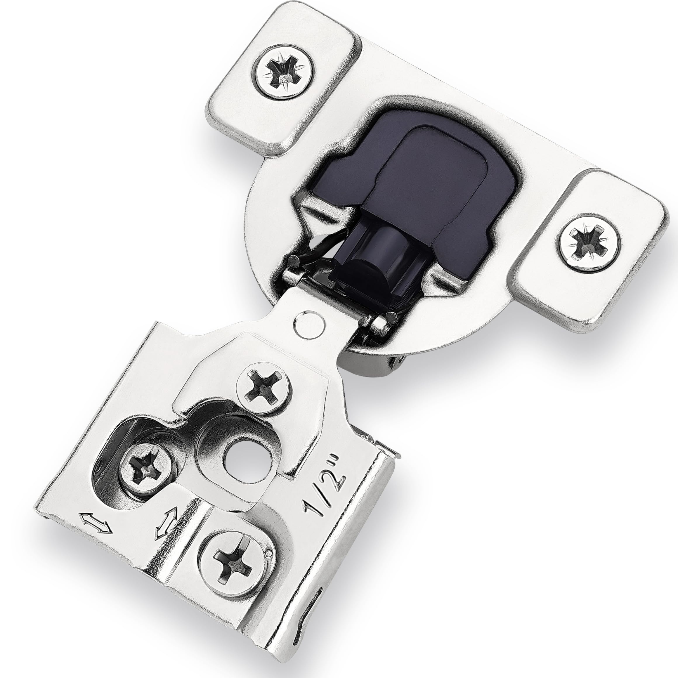 Decobasics 30 Pack Soft Close Cabinet Hinges – 1/2" Overlay for Kitchen Cabinet Doors, Slow Self-Closing Concealed Hidden Hinges for Face Frame –Stainless Steel, 3-Way Adjustable & Quiet Close Damper