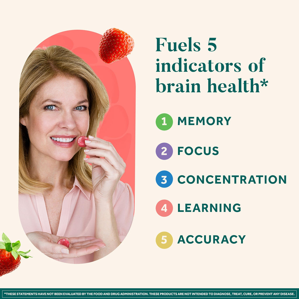 NEURIVA Original Brain Supplement for Memory, Focus & Concentration + Learning & Accuracy with Clinically Tested Nootropics Phosphatidylserine and Neurofactor, Strawberry Flavor, 50 Gummies