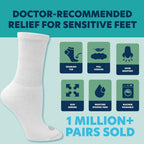 Doctor's Choice Diabetic Socks for Men, Seamless Crew Socks with Non-Binding Top, Provides Extra Comfort for Gout, 4-Pairs, White, X-Large, Size 12-15