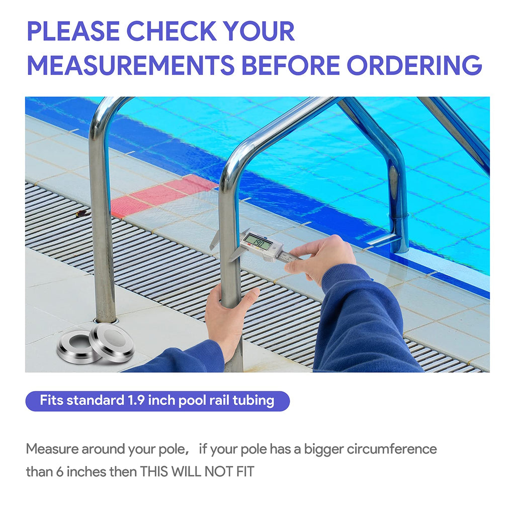 Universal Fit Pool Ladder Escutcheon Plates 4Pack,Blasoul Stainless Steel Cover Plate for 1.9" Inground Pool Handrail