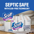 Scott 1000 Trusted Clean Toilet Paper, 32 Rolls, Septic-Safe, 1-Ply Toilet Tissue