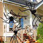 Halloween Giant Spider Decorations Outdoor: 3 Pack Realistic Spiders Props