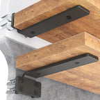 Goovilla Shelf Bracket, Heavy Duty Floating Shelf Brackets 4 inch Long, 4 Pack Brackets for Shelves, Black Coated Metal Wall Shelf Support Brackets with 1/5 Inch Thick and 160 lb. Load Capacity