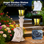 Solar Angel Garden Statue, 18" Roman Columns Angel Statue with Solar Lights Outdoor Waterproof, Resin Deocr Angel Figurine for Yard Patio Lawn Ornaments, Angel Gifts for Women Mom Grandma