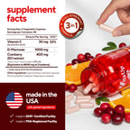 VitaUp D mannose with Cranberry and Vitamin C - USA Made D-mannose 1000mg Capsules - Cranberry Pills for Urinary Tract & Bladder, Immune Support - 90 Count