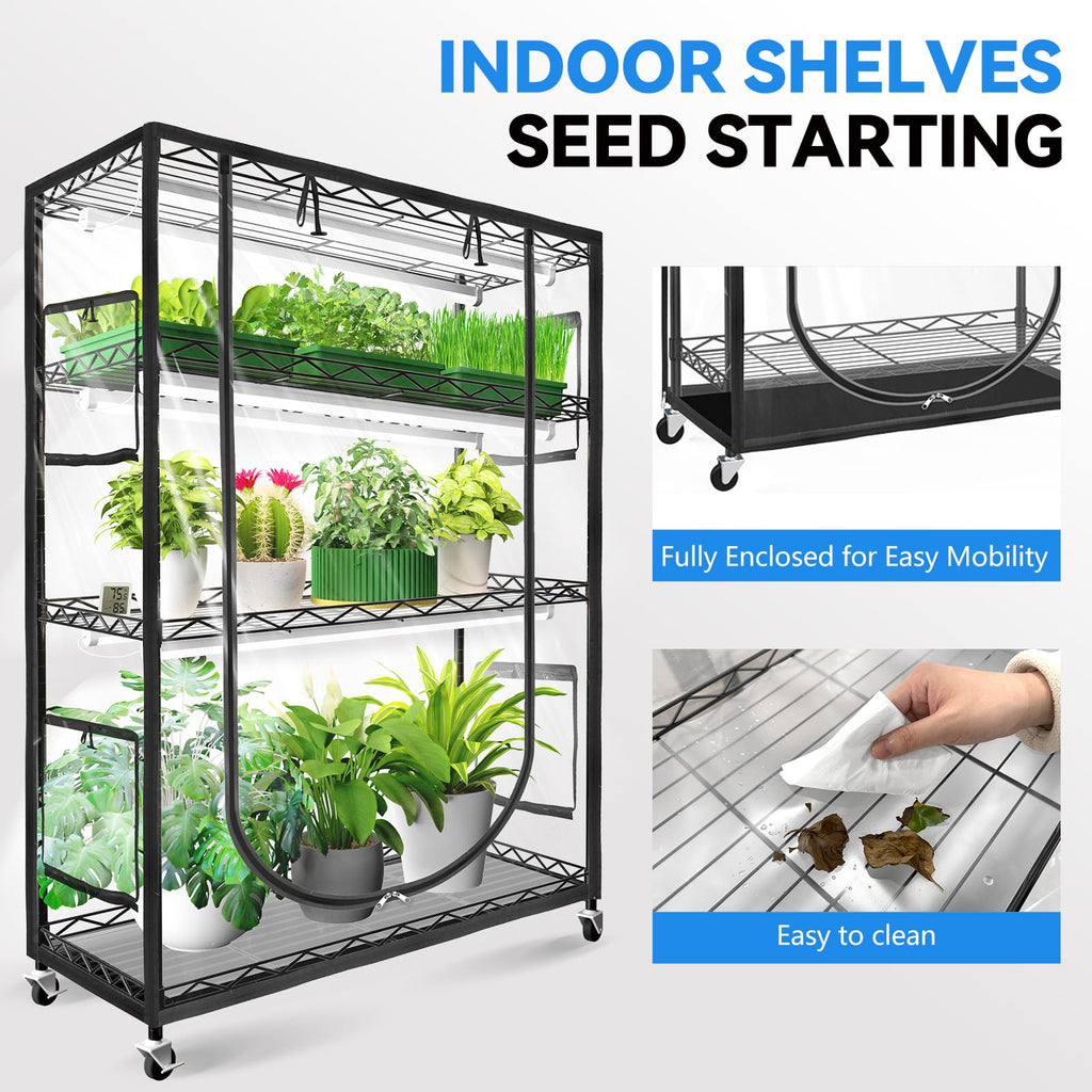 JESLED Indoor Greenhouse with Grow Light, 35.4x13.8x59IN