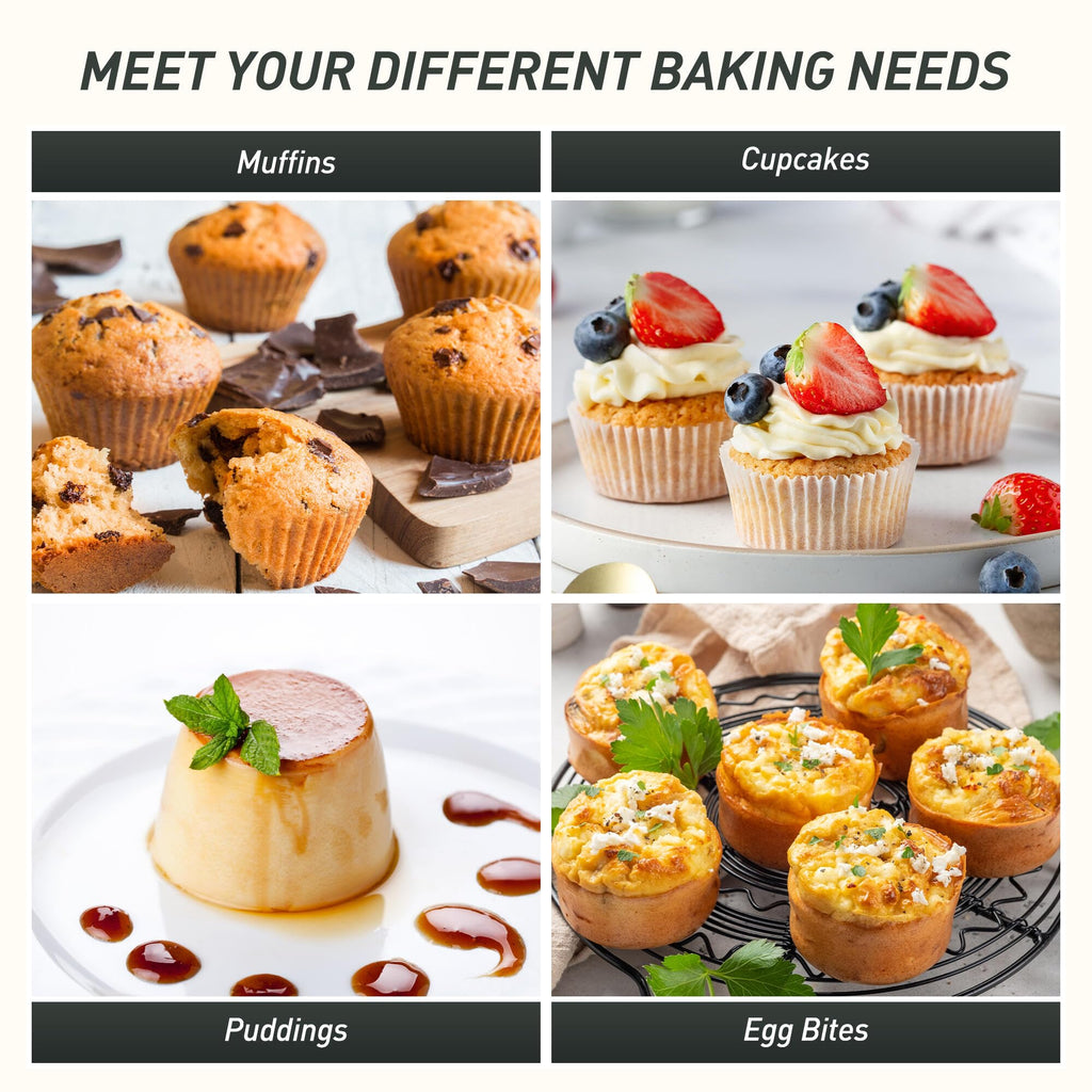 2 Packs 12 Cups Silicone Muffin Pan for Baking with Metal Reinforced Frame Regular Size Cupcake Pan Tray Chocolate Egg Pizza Bites Oven Top Cookie Molds Muffin Tin Tart Pans Sheet Set Bakeware Liner