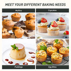 2 Packs 12 Cups Silicone Muffin Pan for Baking with Metal Reinforced Frame Regular Size Cupcake Pan Tray Chocolate Egg Pizza Bites Oven Top Cookie Molds Muffin Tin Tart Pans Sheet Set Bakeware Liner