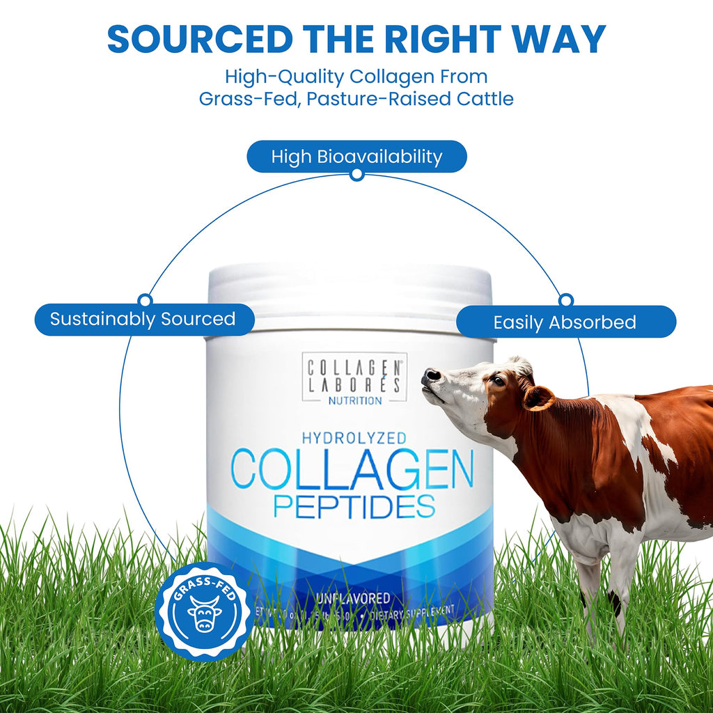Pure Hydrolyzed Collagen Peptides (20 oz) – Unflavored Collagen Powder – Grass-Fed, Pasture-Raised – Non-GMO, Gluten-Free – Keto & Paleo Friendly – GMP Certified – Easy to Mix