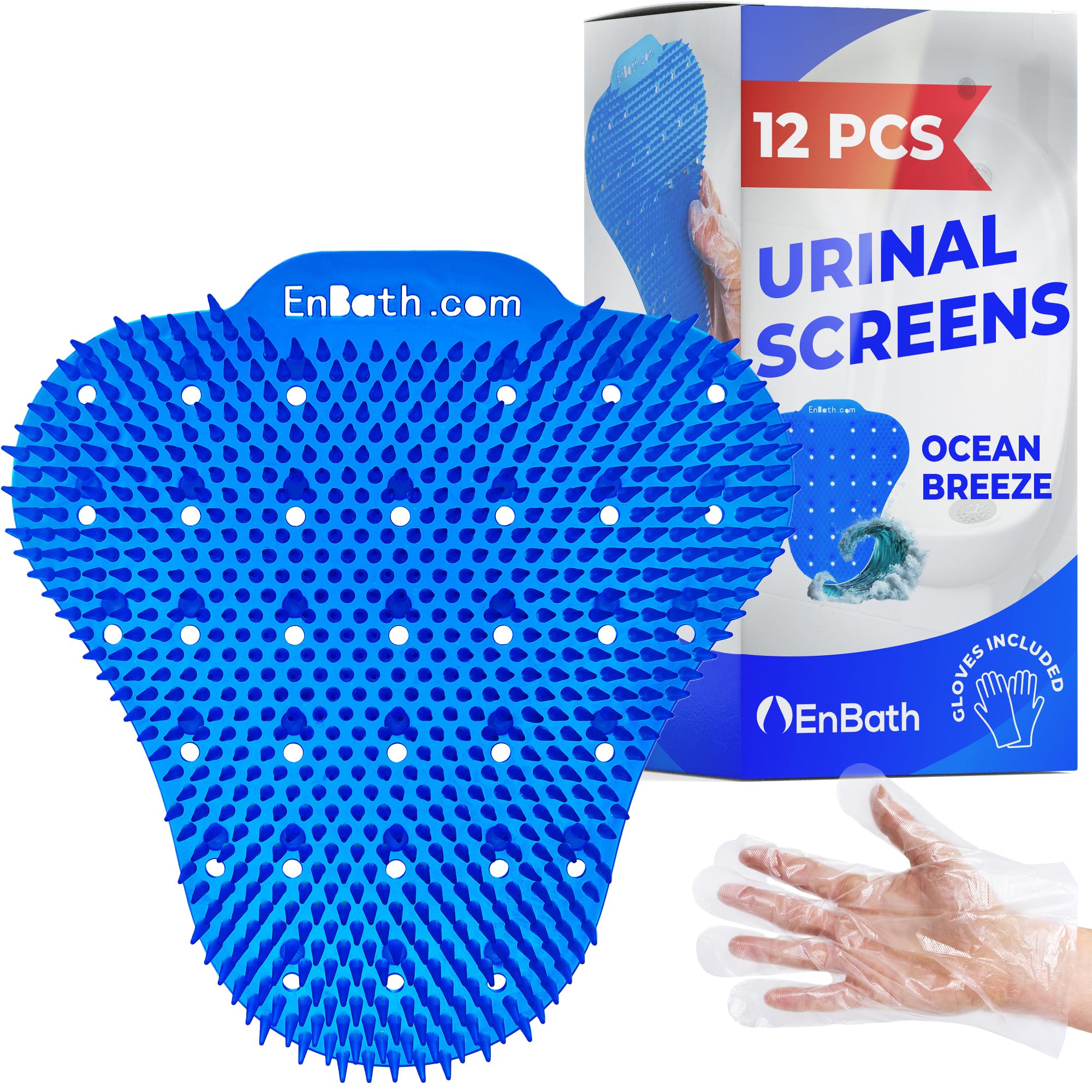 12-Pack Urinal Splash Guards for Men's Bathroom, Anti-Splash Urinal Screen Deodorizer with Long Bristles and Lasting Ocean Scent to Keep Your Restroom Smelling Fresh and Clean
