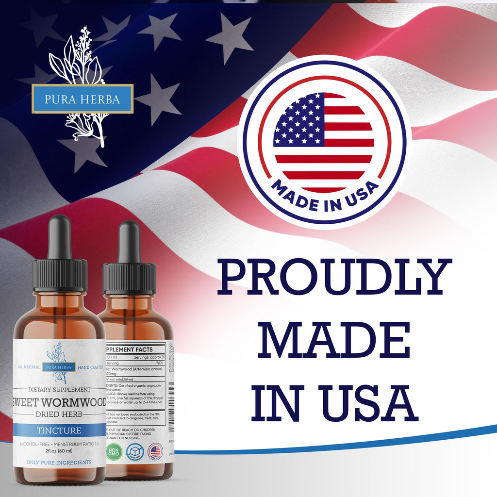 Organic Sweet Wormwood Liquid Drops - Natural Parasite Cleanse and Gut Detox Support for Adults - Vegan, Alcohol-Free, Made in USA, 2 Fl Oz