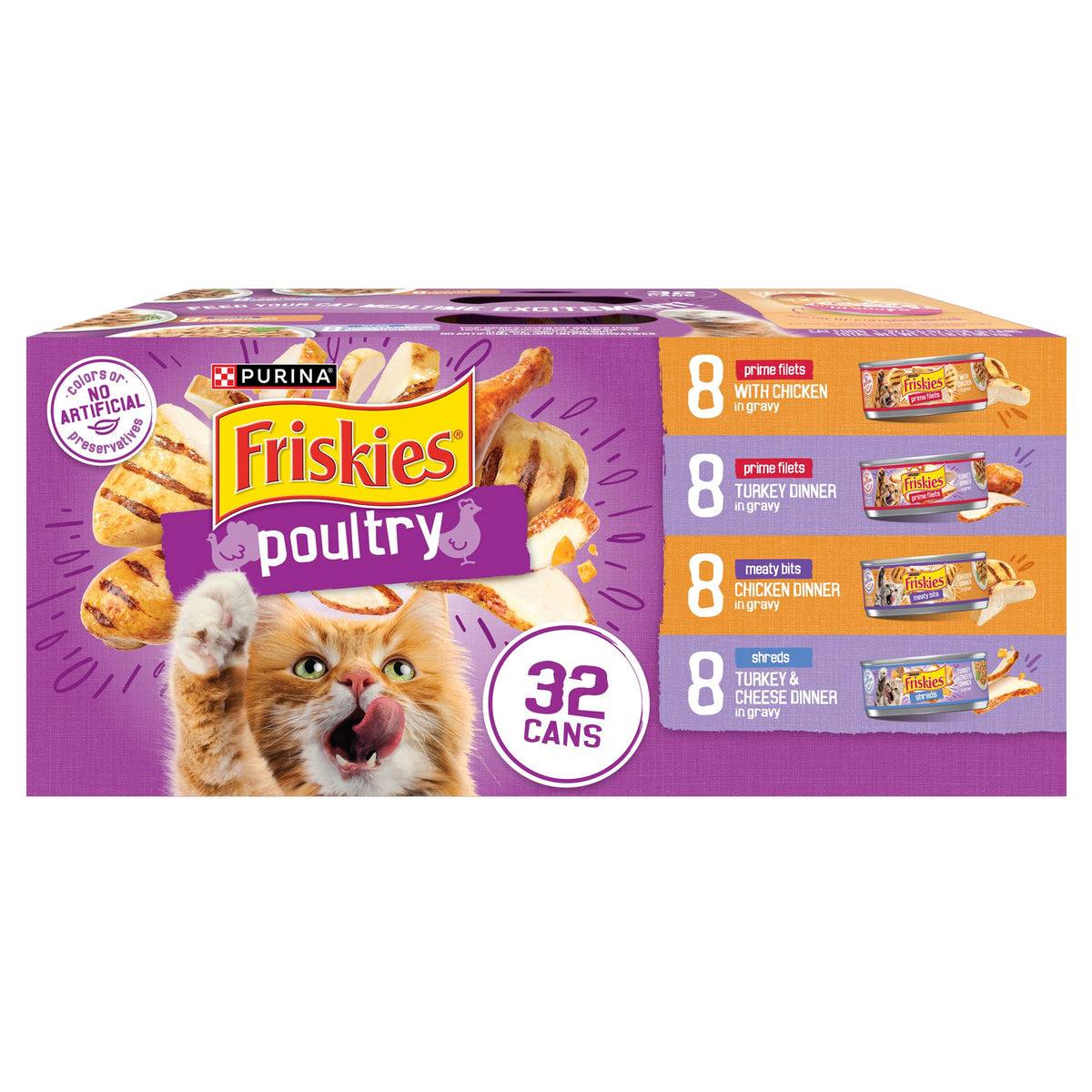 Purina Friskies Wet Cat Food Variety Pack, Poultry, (32) 5.5 oz Cans