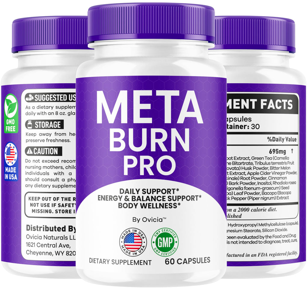 Meta Burn - Official Meta Burn Pro Capsules Advanced Formula with All Natural Ingredients, MetaBurn Pills Maximum Strength for Wellness & Overall Health Support, 60 Capsules for 1 Month