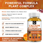 1200mg Calcium Gummies with Vitamin D3,K2,B12 & B6 - Plant Complex Calcium Magnesium Supplement with Glycinate,Potassium,Sea Moss,Ashwagandha Root for Bone & Teeth Strength, Muscle & Immune-2 Pack