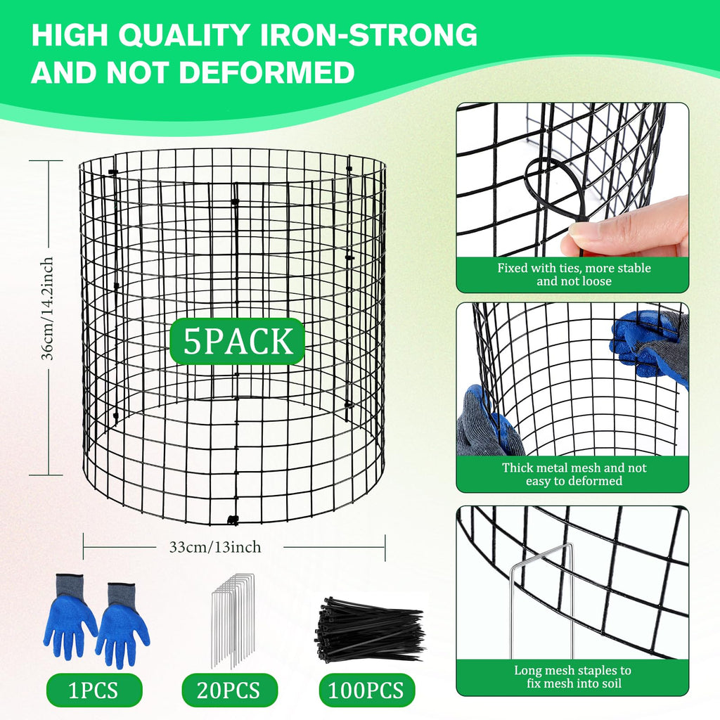 Mwellewm 15Pcs Plant Protectors from Animals Metal Plant Cages for Outdoor Plants Plant Cage & Supports Keep Animal Out Garden Wire Mesh Protection from Rabbit Chicken Squirrel Tree Flower