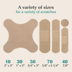 FEBU Eco-Friendly Bamboo Fabric Bandages | PFAS Free Bandages for Scrapes & Cuts | Flexible Fabric Bandage | Fully Compostable, Latex Free Bandage | 200 Count Bulk Variety