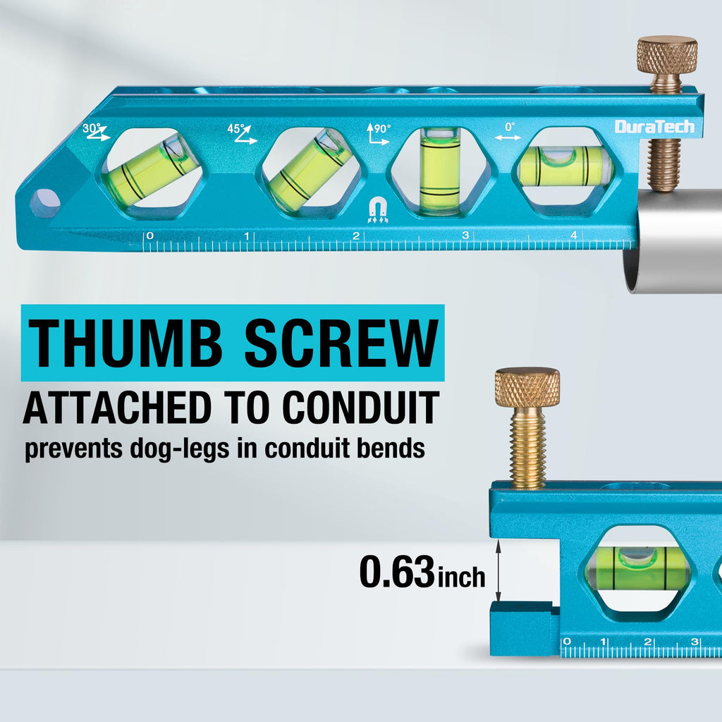 DURATECH 3-Piece Level Tool Set, Magnetic Torpedo Level Included 2.5", 6.25", 8" Leveler with 0°/30°/45°/90° Bubbles, V-Groove, Large Viewing Window, Aluminium Alloy Construction, SAE and Metric Scale