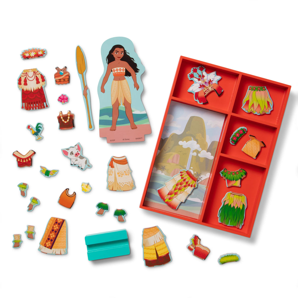 Melissa & Doug Disney Princess Moana Magnetic Dress-Up Wooden Doll Pretend Play Set (30+ pcs)