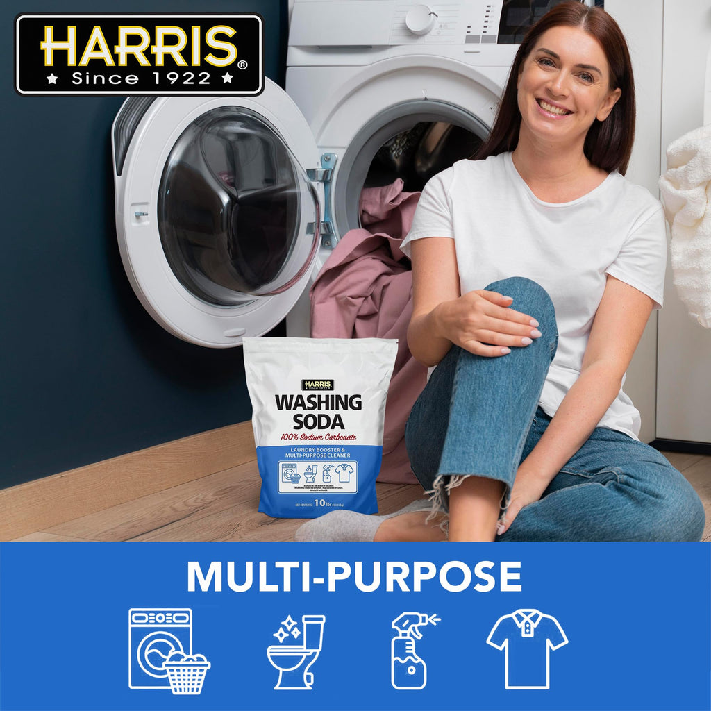 Harris Washing Soda, Sodium Carbonate, Laundry Booster and Multipurpose Cleaner, No Additives or Fragrances, 10lb