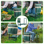 Portable Foldable Garden Kneeler and Seat with Tool Pouch & EVA Pad