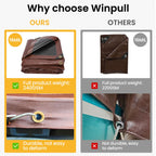 Winpull Tarp 10x20FT, 16 Mil Heavy Duty Large Tarps, Waterproof Tarp with Brass Grommets and Reinforced Edges, UV Resistant, Tear&Fade Resistant Poly Tarp for Outdoor Camping Pool Car Tent