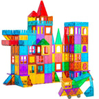 Bmag 130PCS Magnetic Tiles Building Blocks with 2 Cars | 3D Clear Magnet Blocks | STEM Preschool Toys for 3-9+ Kids | Christmas & Toddler Gift | Compatible with Major Brands