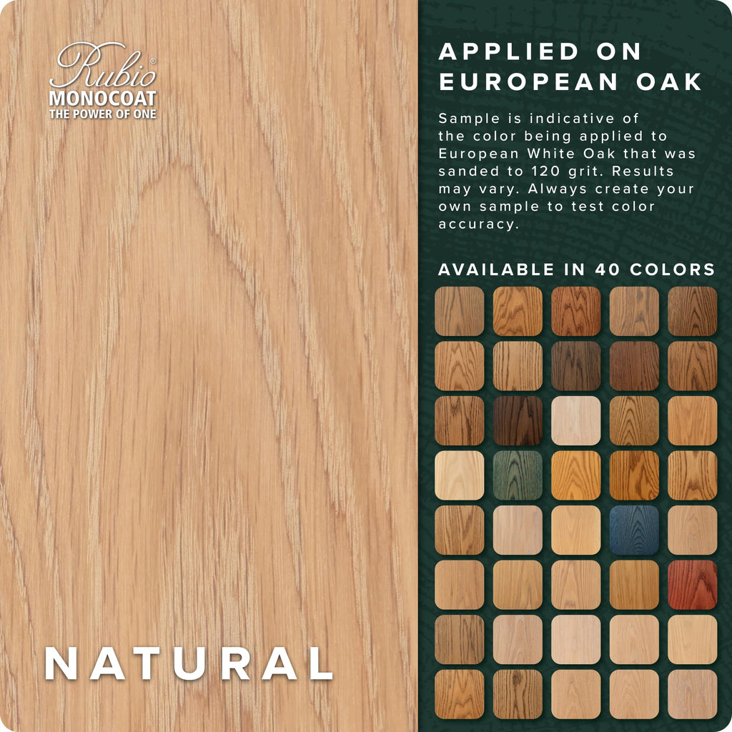 Rubio Monocoat Wood Stain & Finish 650 ft² - Natural | Oil Plus 2C | Quick-Dry, Eco-Friendly Linseed Wood Oil for Indoor Use, Includes Accelerator (Part B) | Protector | 1.3 L
