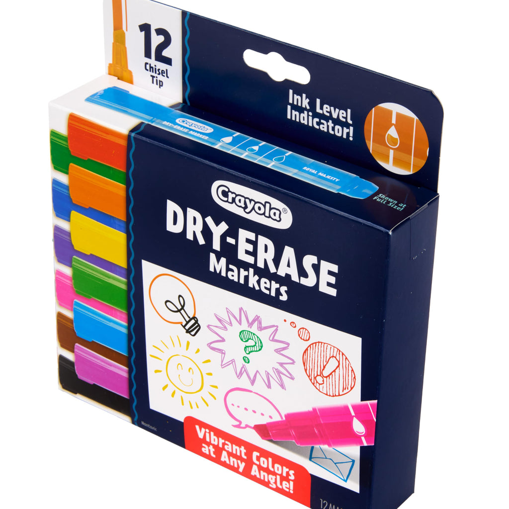 Crayola Take Note Dry Erase Markers for School (12ct) Teacher Classroom Supplies, Chisel Tip Whiteboard Markers, Must Haves