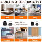 Ezprotekt Chair Leg Sliders for Carpet, 24 Pcs Square Chair Glides for Carpet, Carpet Furniture Pads Stool Leg Protectors Caps, Carpet Furniture Glides Quickly and Easily (L Fit:1" - 1.4")