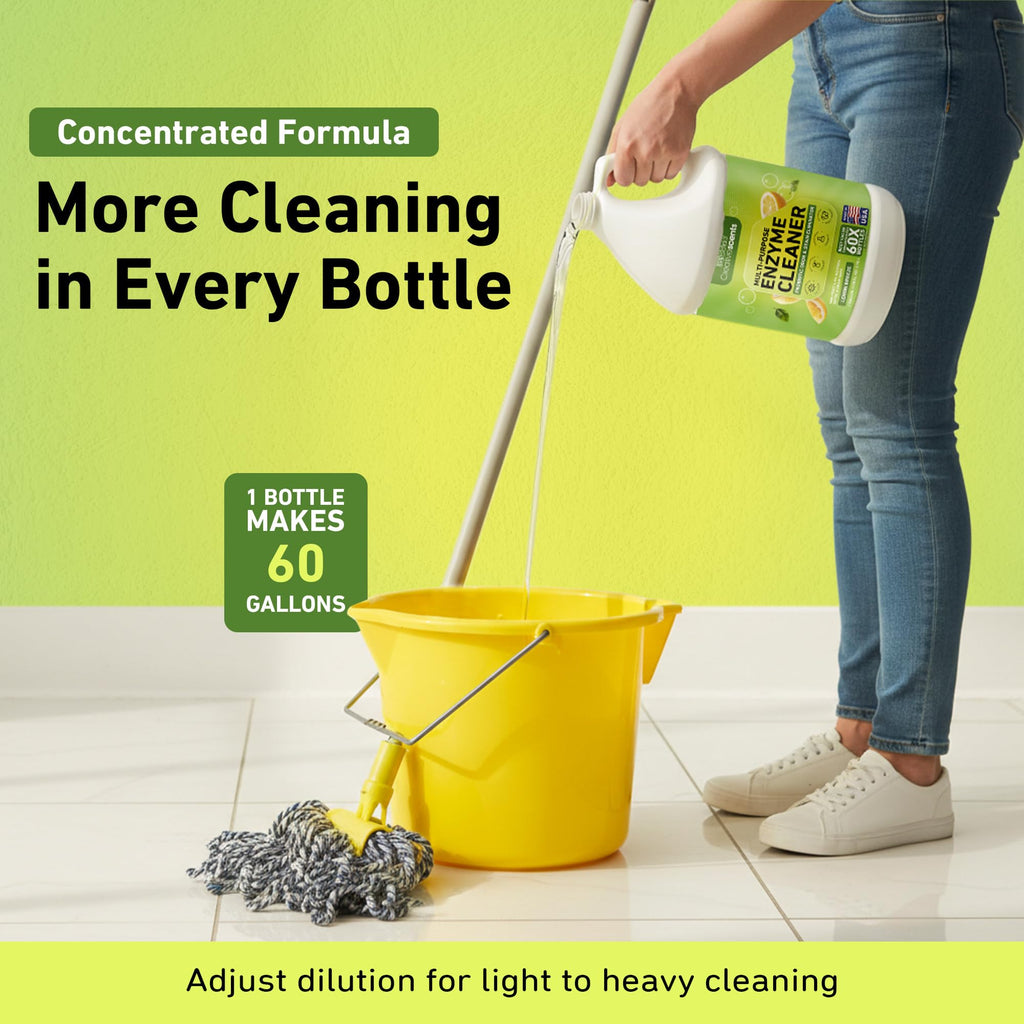 Creative Scents Multipurpose Enzyme Cleaner & Odor Remover | Super Concentrated for Floor, Carpet | Pet Urine Odor Eliminator | Enzymatic Cleaner for Cat Urine & Dog Poop | 1 Gallon - Lemon Breeze