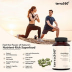terra360° Natural Moringa Leaf Powder Capsules - 800mg, Vegan, Non GMO, 3rd-Party Tested, Gluten-Free, Immune - Super Food with Essential Vitamins & Antioxidants, 60 Capsules