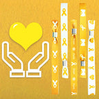 WANDIC 30 Pcs Gold Ribbon Bracelets, 5 Style Polyester Single Side Adjustable Childhood Cancer Awareness Support Wristband for Event Fundraising, 6.89 * 0.59 * 0.07, no Gemstone