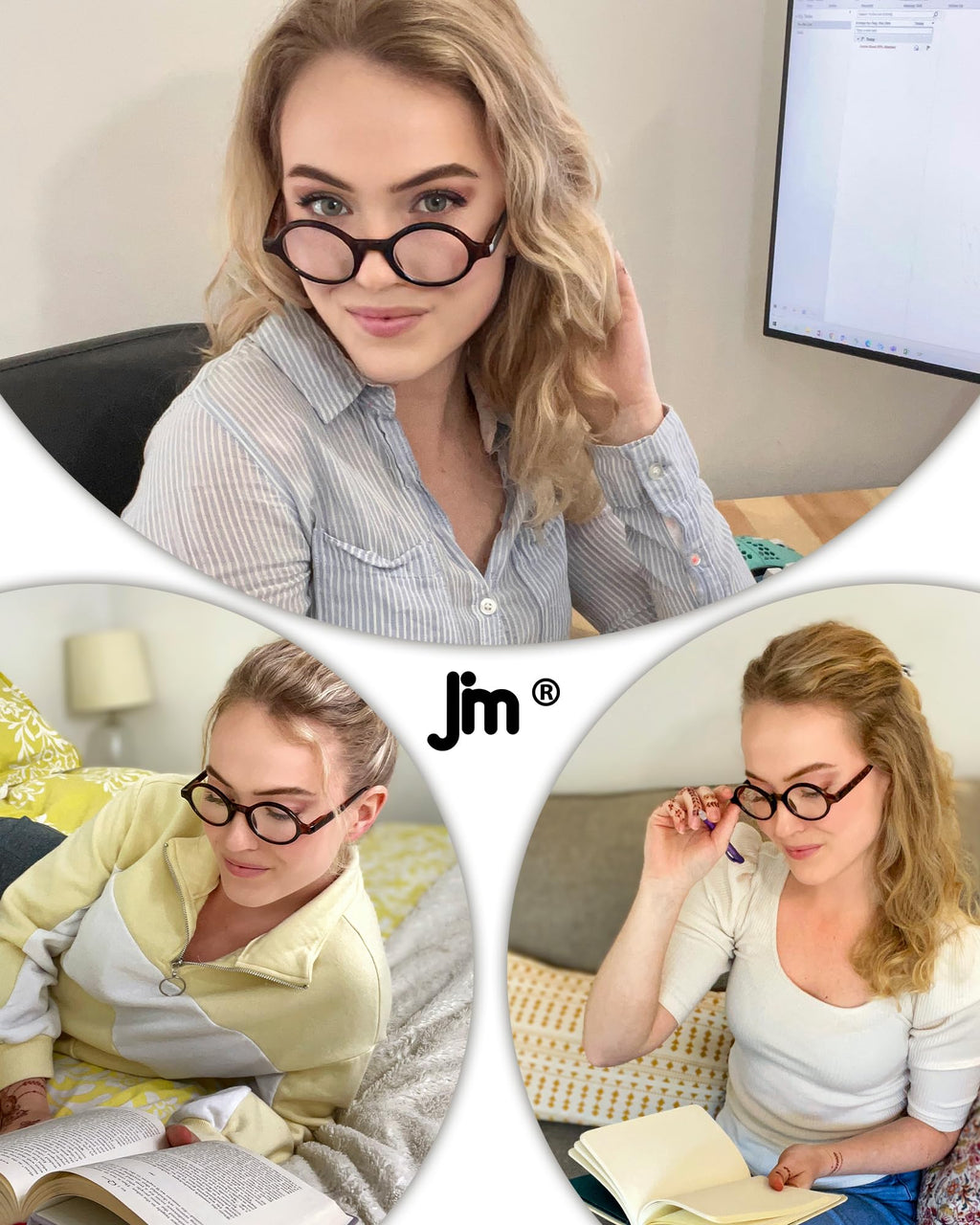 JM Set of 4 Retro Round Reading Glasses Spring Hinge Readers Men Women Glasses for Reading +2.0 Black & Tortoise