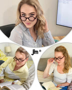 JM Set of 4 Retro Round Reading Glasses Spring Hinge Readers Men Women Glasses for Reading +2.0 Black & Tortoise