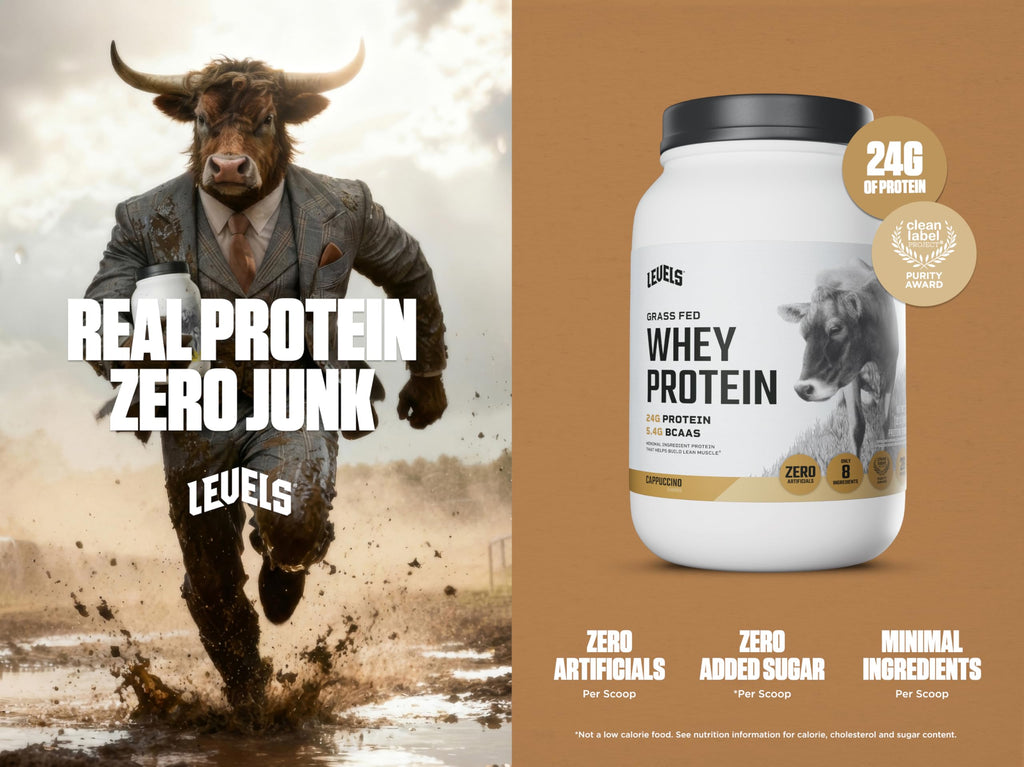 Levels Strawberry Banana 100% Grass Fed Whey Protein with Real Fruit, Single Serving, Undenatured, No GMOs