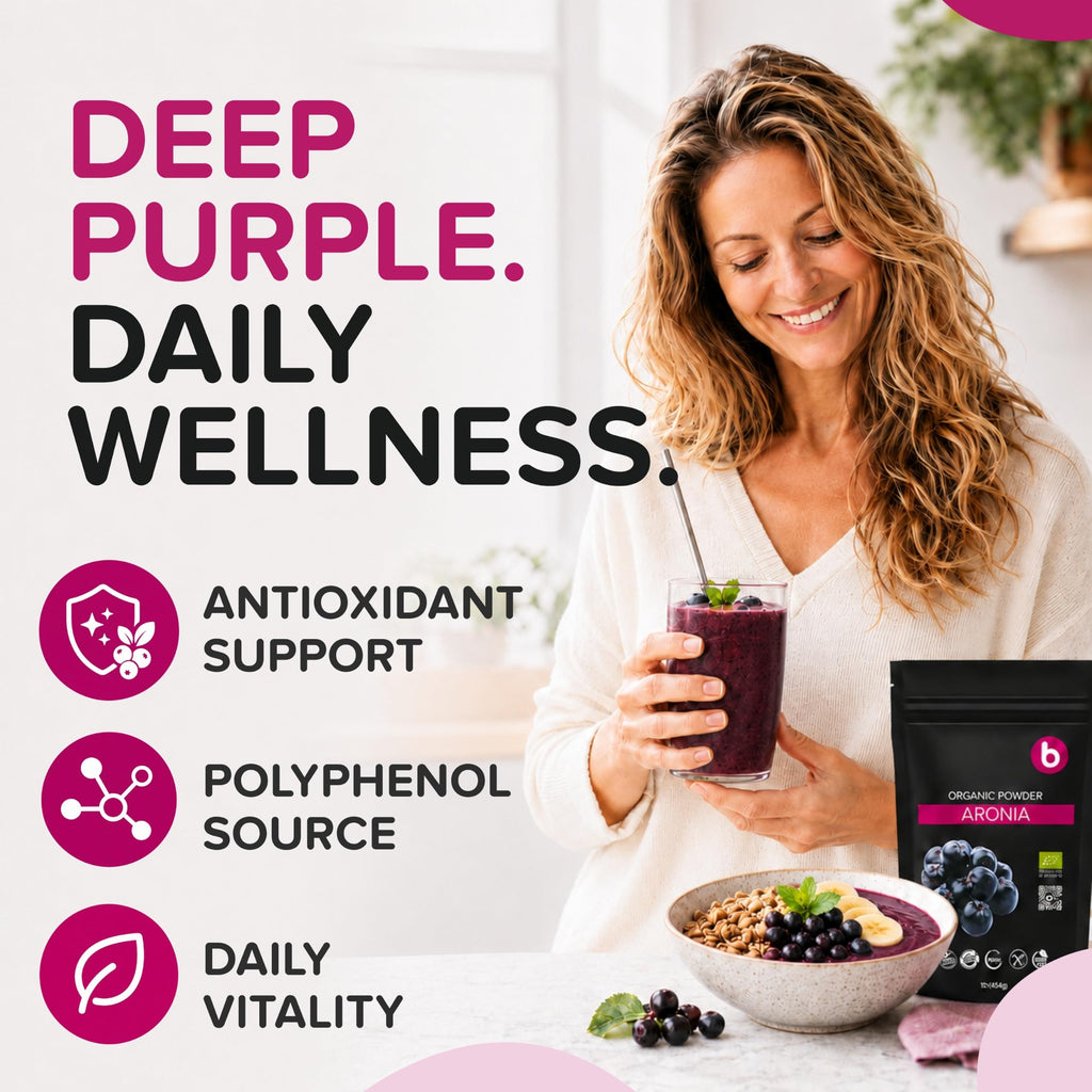 Natural Aronia Berry Powder - Black Chokeberry Superfood High in Anthocyanins & Polyphenols - Supports Immune System - Raw Chokeberries Superfood - Aronia Berries - Vegan, Gluten-Free - 1lb