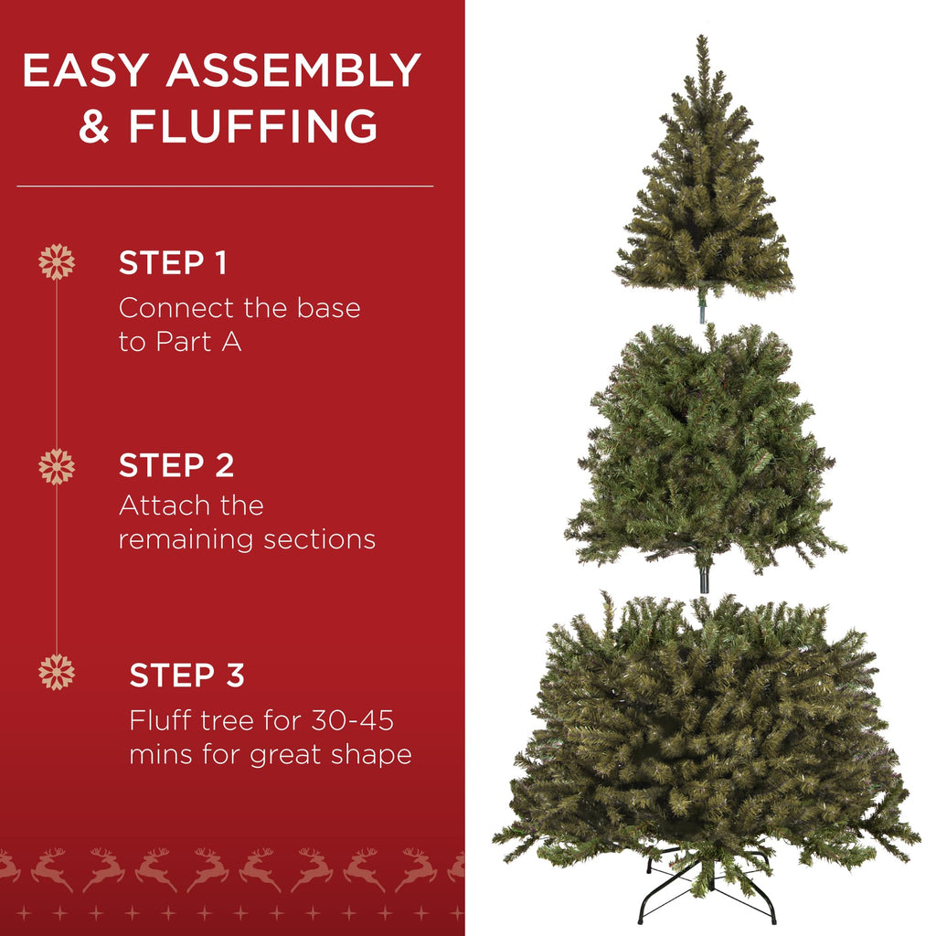 Best Choice Products Artificial Christmas Tree, 6ft Premium Unlit Realistic Spruce Holiday Décor w/Dense Branches, Easy Assembly, Metal Base