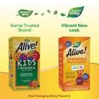 Nature's Way Alive! Children's Daily Chewable Multivitamin, Supports Bone, Eye, and Immune Health*, Orange & Berry Fruit Flavored, Gluten Free, 120 Chewable Tablets (Packaging May Vary) (Pack of 2)