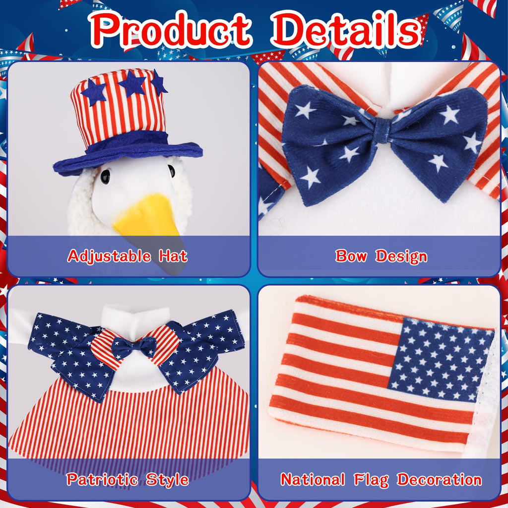 4th of July Porch Goose Outfits Patriotic Goose Costume for Outdoor Decor