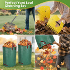 2 Pack Garden Rake for Leaves: 18" Wide Heavy Duty Rakes for Lawns with 72 Gallon Leaf Bags and Scoops, Metal Leaf Rake Set with73 Adjustable Long Handle 25 Tines for Yard, Garden, Lawn